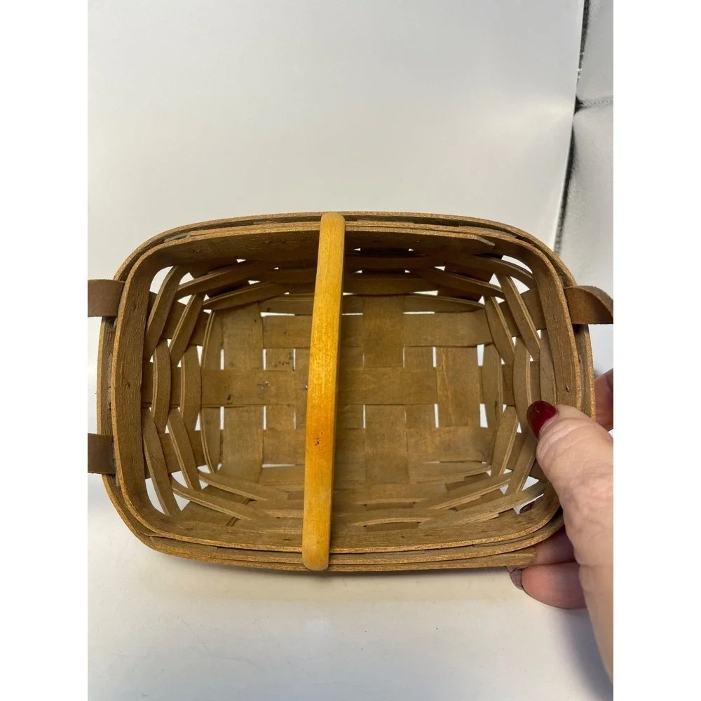 Longaberger Small Basket With Leather Handles and Divider 1995 Rectangle 7